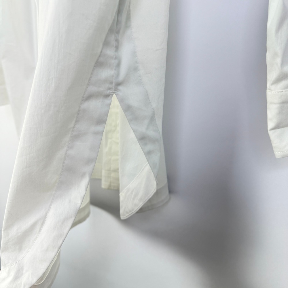 Athleta White Button Down Tunic Shirt Long Sleeve High Low Hem Womens Medium - Picture 8 of 10